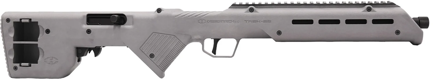 Desert Tech TRKRF2218GRY TREK-22 Gray Compact 22 LR 10+1 18" Free Floating Steel Barrel, Picatinny Rail Receiver, M-LOK Handguards, Fixed Polymer Stock, Suppressor Ready